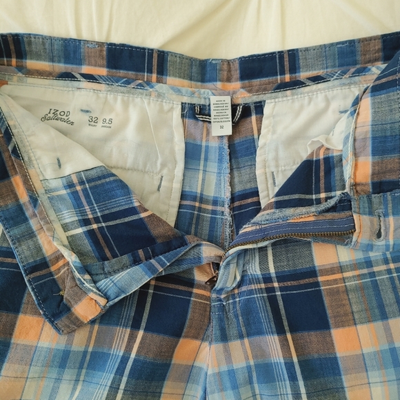 IZOD blue & orange plaid golf shorts. Size 32 - Picture 4 of 12